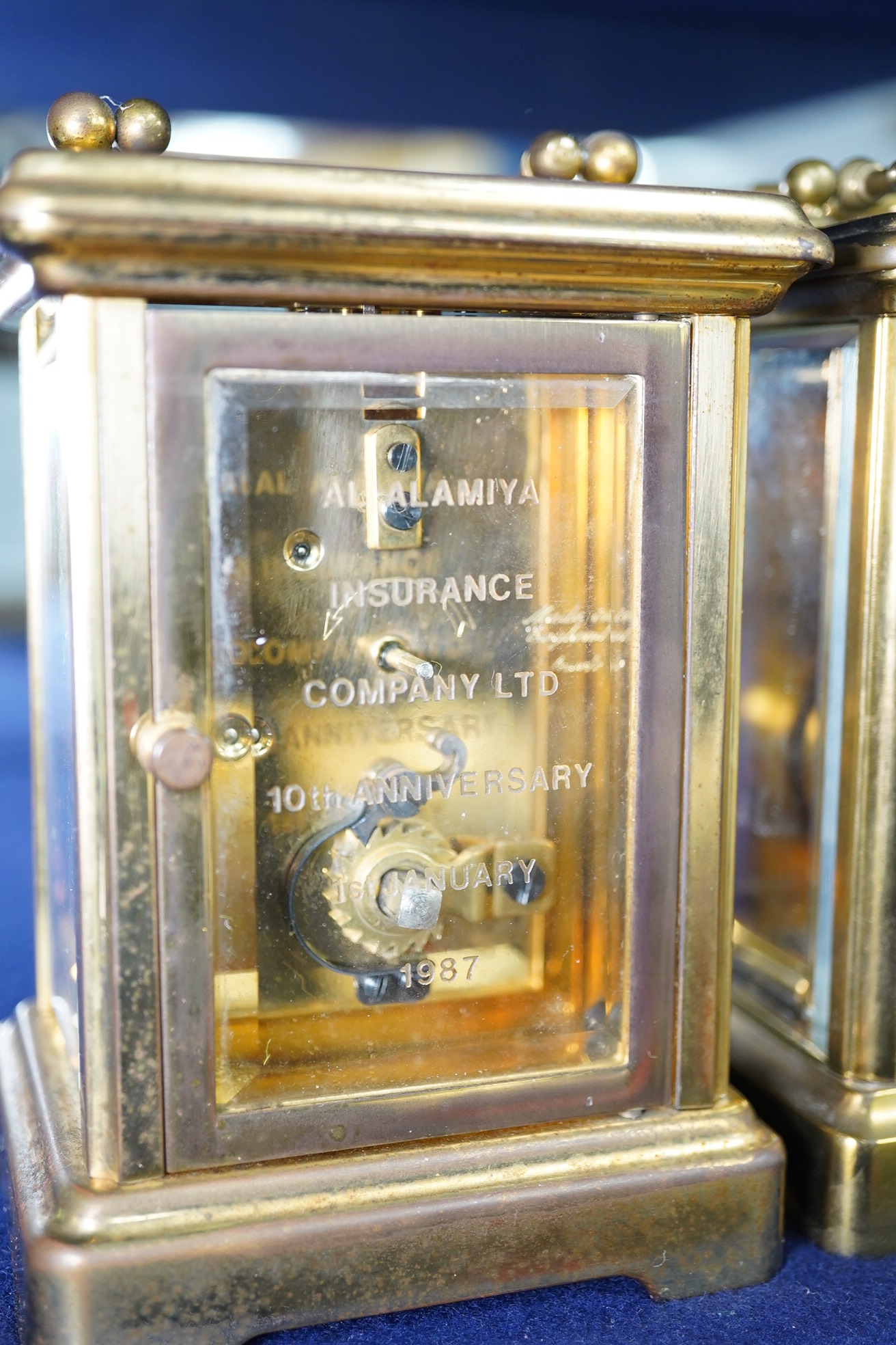 Two late 19th century French brass cased carriage timepieces, largest 11cm high. Condition - good, unchecked if working
